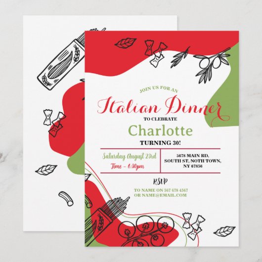 Pizza Italiaans diner verjaardagsfeestje lunch Kaart (Voorkant / Achterkant)