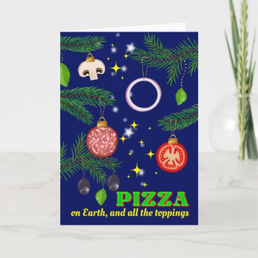Pizza Italiaans restaurant met kerstfeestmaal Feestdagen Kaart (Voorkant)