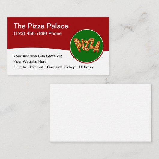 Pizza Italiaanse keuken Restaurant Modern Visitekaartje (Voorkant / Achterkant)