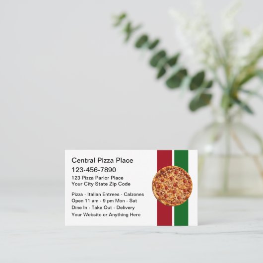 Pizza Italian Restaurant Theme Business Cards Visitekaartje (Staand voorkant)