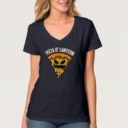 Pizza Jack O Lantern Lazy Halloween Costume Funny T-shirt (Voorkant)
