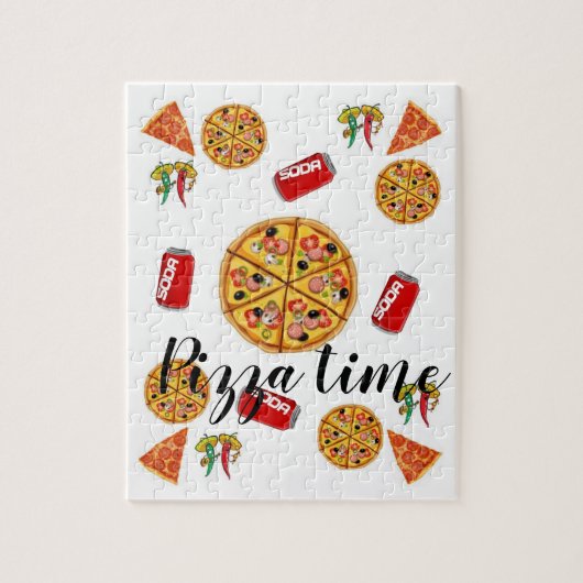Pizza Jigzaag Puzzle Legpuzzel (Verticaal)