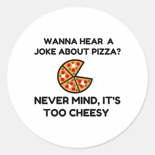 Pizza Joke Ronde Sticker (Voorkant)