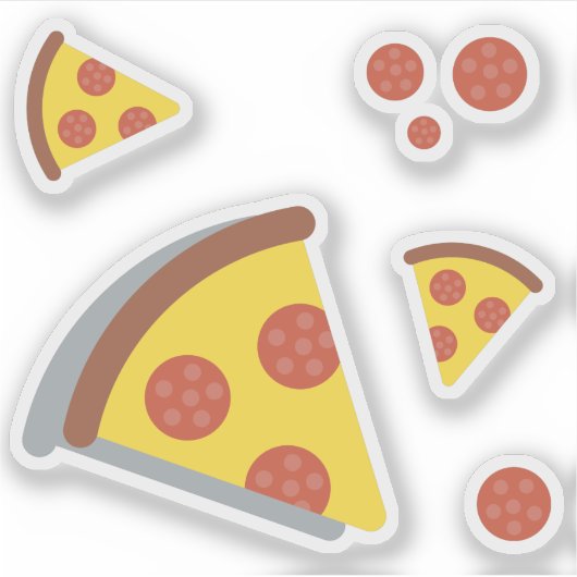Pizza kaas en pepperoni fun kind retro set sticker (Voorkant)