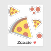 Pizza-kaas en pepperonis: leuk kind retro-set sticker (Vel)