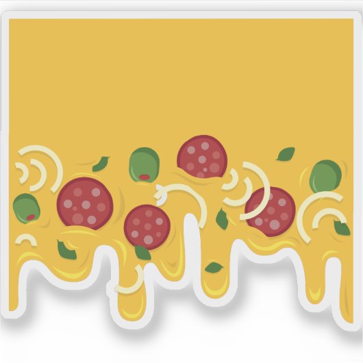 Pizza kaas en pepperoni's olijf retro patroon sticker (Voorkant)