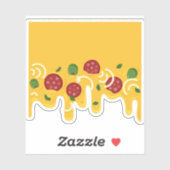 Pizza kaas en pepperoni's olijf retro patroon sticker (Vel)