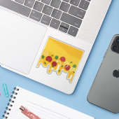 Pizza kaas en pepperoni's olijf retro patroon sticker (Laptop met iPhone)