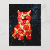 Pizza-kat in de ruimte briefkaart (Voorkant)