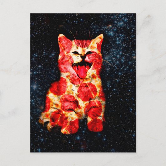 Pizza-kat in de ruimte briefkaart (Voorkant)