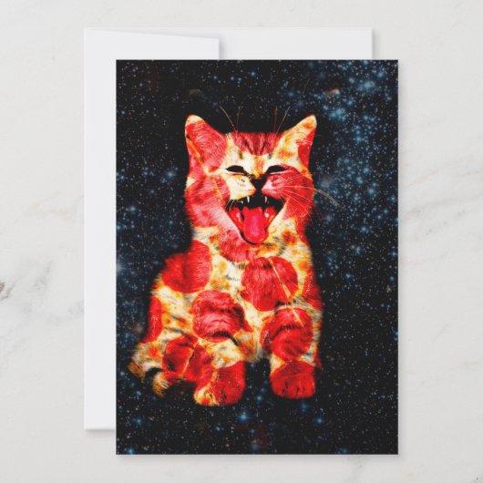 Pizza-kat in de ruimte kaart (Achterkant)