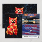 Pizza-kat in de ruimte kaart (Voorkant / Achterkant)