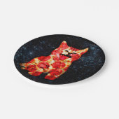 Pizza-kat in de ruimte papieren bordje (Gekanteld)