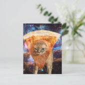 Pizza kat in ruimtesegment briefkaart (Staand voorkant)