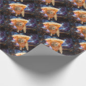 Pizza kat in ruimtesegment cadeaupapier (Hoek)