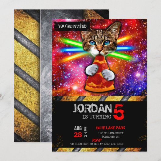 Pizza-kat met lasers kaart (Voorkant / Achterkant)