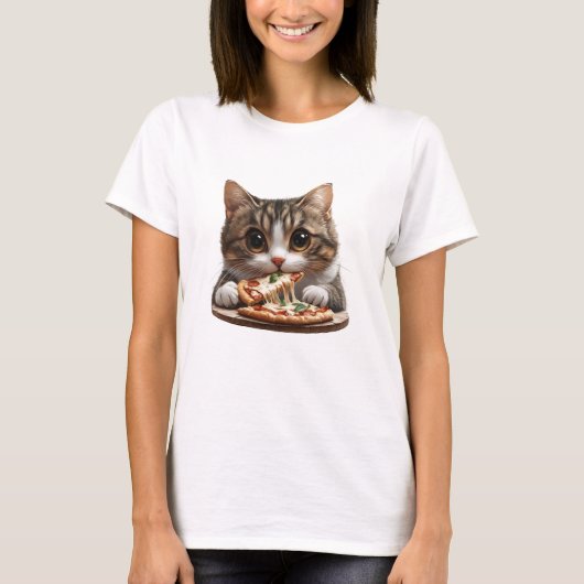 Pizza Kat Shirt, Eten Kat Shirt (Voorkant)