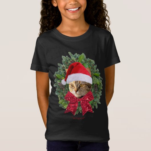 Pizza Kat Wereld Schattigee Torbie Kat Kerst Kitte T-shirt (Voorkant)