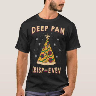Pizza Kerstboom Diepe Pan Crisp Zelfs Voedsel Holi T-shirt