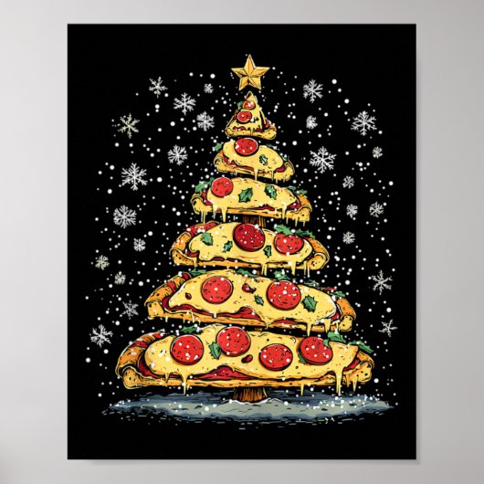 Pizza Kerstboom Fastfood Kerstmis voor mannen Vrou Poster (Voorkant)