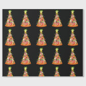Pizza kerstboom Funny Pizza Slice Lights Xmas Cadeaupapier (Vlak)