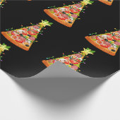 Pizza kerstboom Funny Pizza Slice Lights Xmas Cadeaupapier (Hoek)