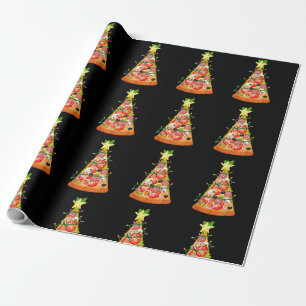 Pizza kerstboom Funny Pizza Slice Lights Xmas Cadeaupapier