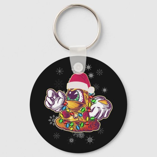 Pizza kerstboom - Funny Xmas Food Sleutelhanger (Voorkant)