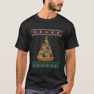 Pizza kerstboom Funny Xmas Lights Boys Ugly S T-shirt