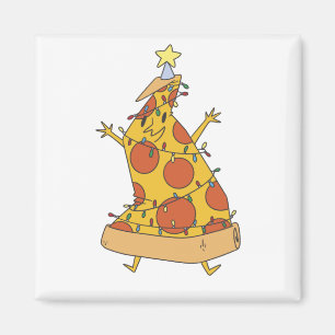 Pizza Kerstboom - Grappig Kersteten Magneet