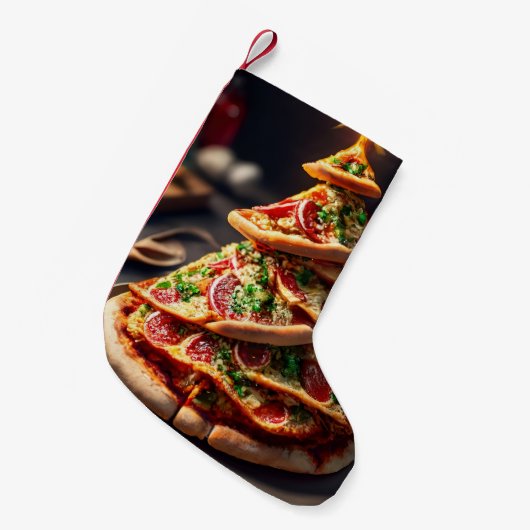 Pizza kerstboom kleine kerstsok (Voorkant (Hangend))