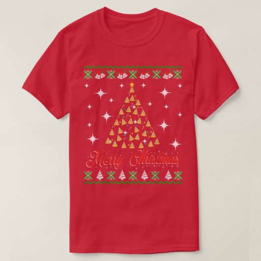 Pizza kerstboom: lelijke kerstkeuken voor i t-shirt (Design voorkant)