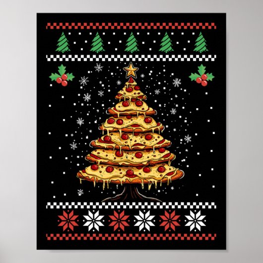 Pizza Kerstboom Lelijke Kersttrui Xmas F Poster (Voorkant)