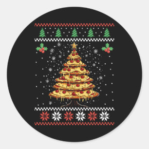 Pizza Kerstboom Lelijke Kersttrui Xmas F Ronde Sticker