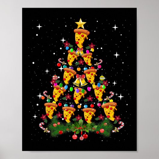 Pizza Kerstboom Licht Pizza Fastfood Liefhebber X Poster (Voorkant)