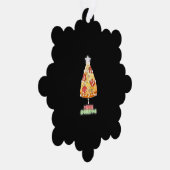 Pizza Kerstboom Lichten Xmas Gamer Ornament Kaart (Rechts)