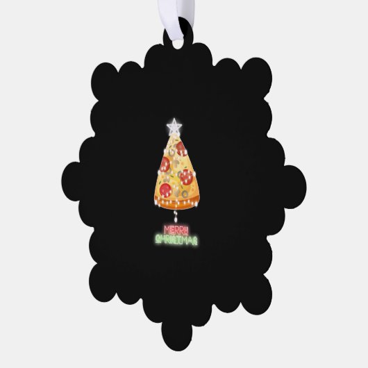 Pizza Kerstboom Lichten Xmas Gamer Ornament Kaart (Links)