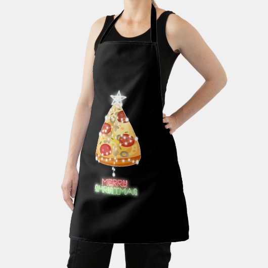 Pizza Kerstboom Lichten Xmas Gamer Schort (Insitu)