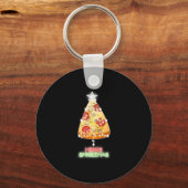 Pizza Kerstboom Lichten Xmas Gamer Sleutelhanger (Voorkant)