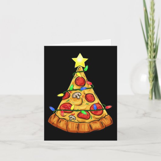 Pizza Kerstboom Lights Fun Boys Kinder Xmas Kaart (Voorkant)