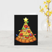 Pizza Kerstboom Lights Fun Boys Kinder Xmas Kaart (Gele Bloem)