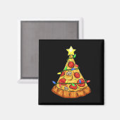 Pizza Kerstboom Lights Fun Boys Kinder Xmas Magneet (Voorkant / Achterkant)