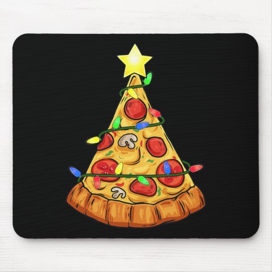 Pizza Kerstboom Lights Fun Boys Kinder Xmas Muismat (Voorkant)