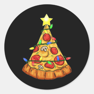 Pizza Kerstboom Lights Fun Boys Kinder Xmas Ronde Sticker
