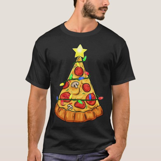 Pizza Kerstboom Lights Fun Boys Kinder Xmas T-shirt (Voorkant)