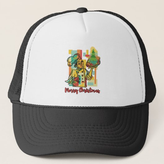 Pizza Kerstboom - Pizzakok - Kerstgroet Trucker Pet (Voorkant)