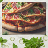 Pizza kerstboom theedoek (Gevouwen)