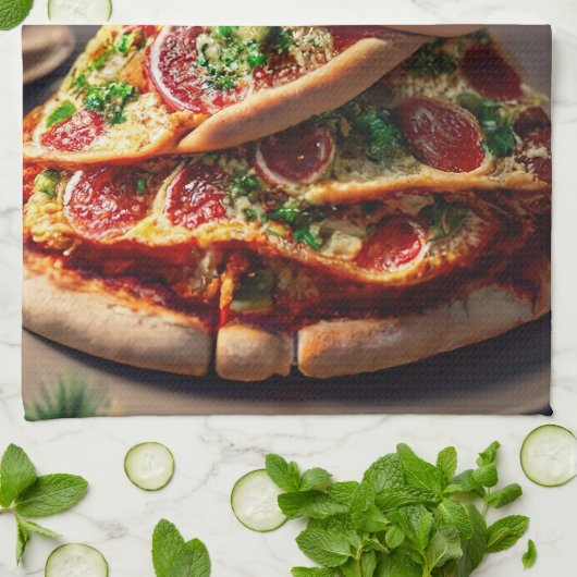 Pizza kerstboom theedoek (Gevouwen)