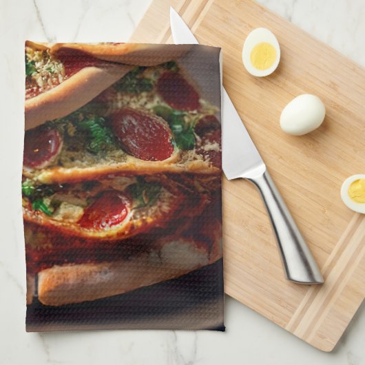 Pizza kerstboom theedoek (Quarter Fold)