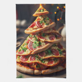 Pizza kerstboom theedoek (Verticaal)